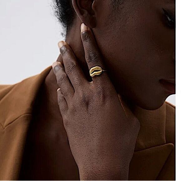 Stainless Steel Lip Resizable Ring Gold Plated Hip Hop Trendy - Picture 4 of 16